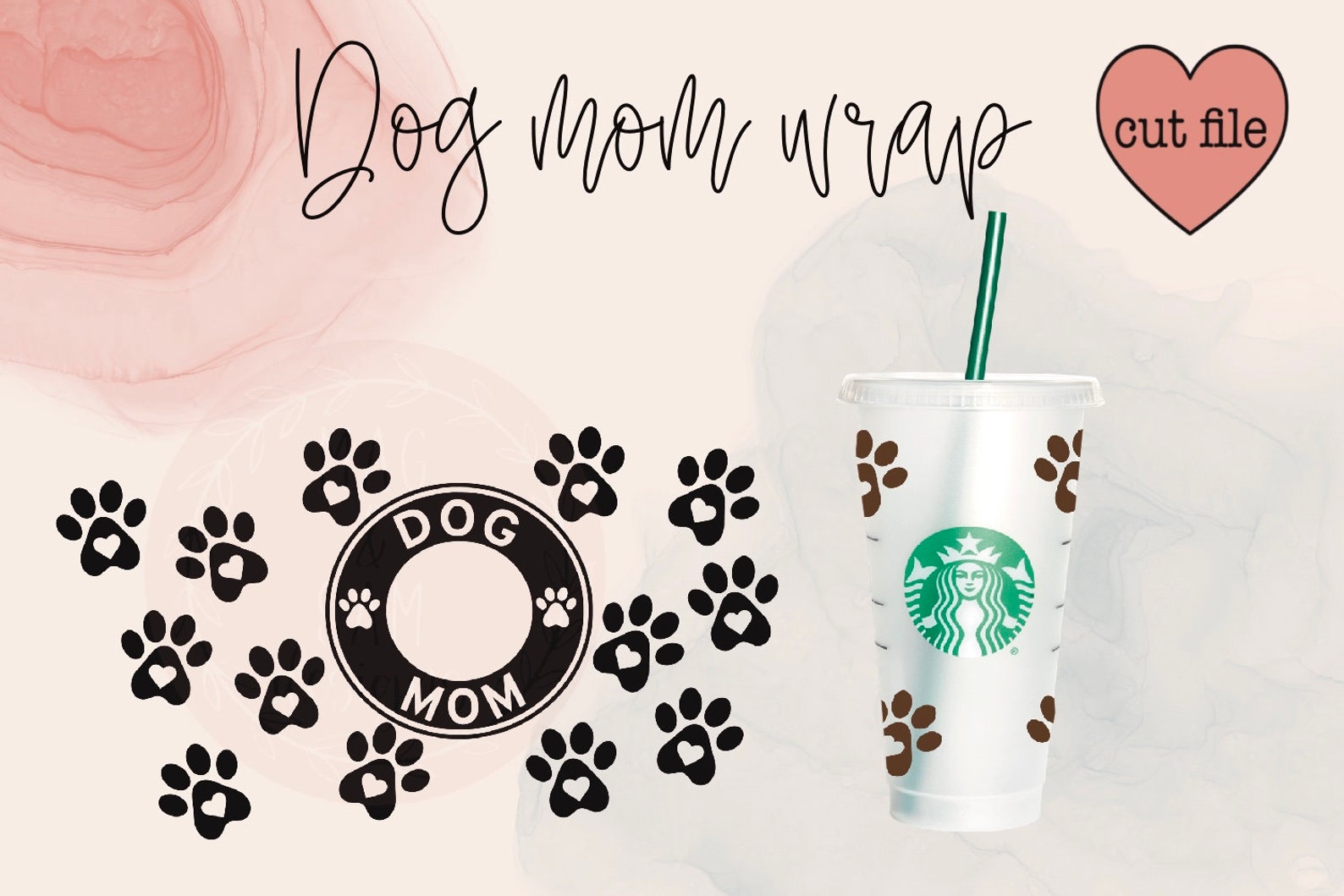 Seamless Dog Mom Starbucks Coffee SVG File Dog Mom Wrap Dog - Etsy