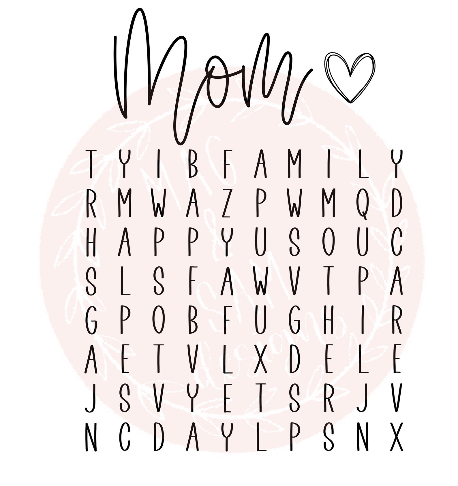 Mother's Day Word Search Sign SVG Mom Crossword SVG Word | Etsy