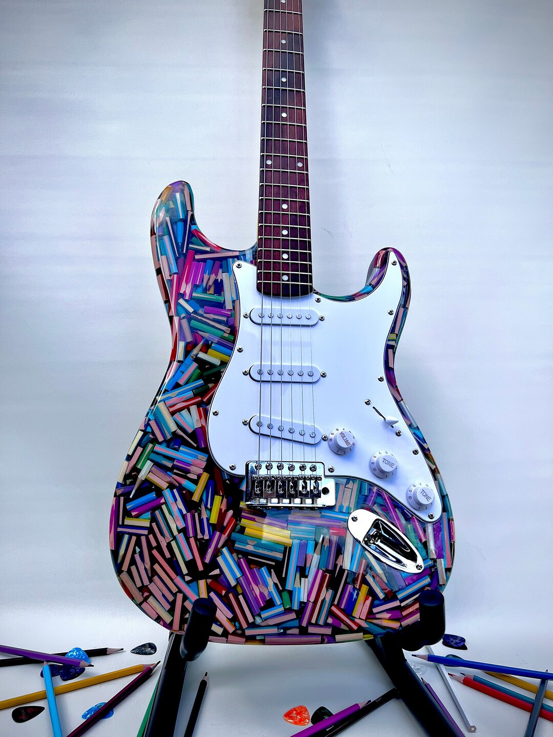 Coloured Pencils Epoxy Guitar Etsy