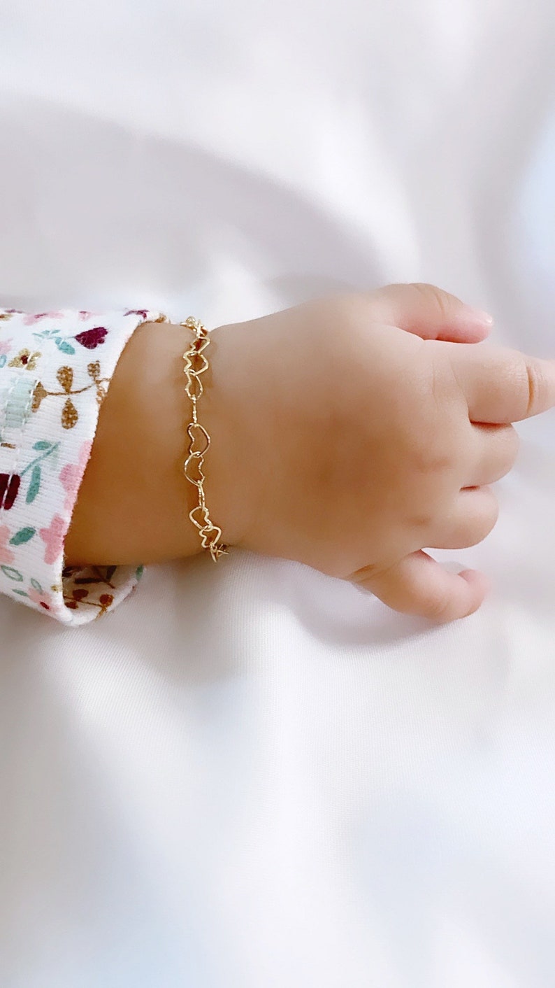 Baby heart bracelet baby bracelet toddler birthday gift 14k gold filled first birthday gift toddler bracelet baby gold bracelet