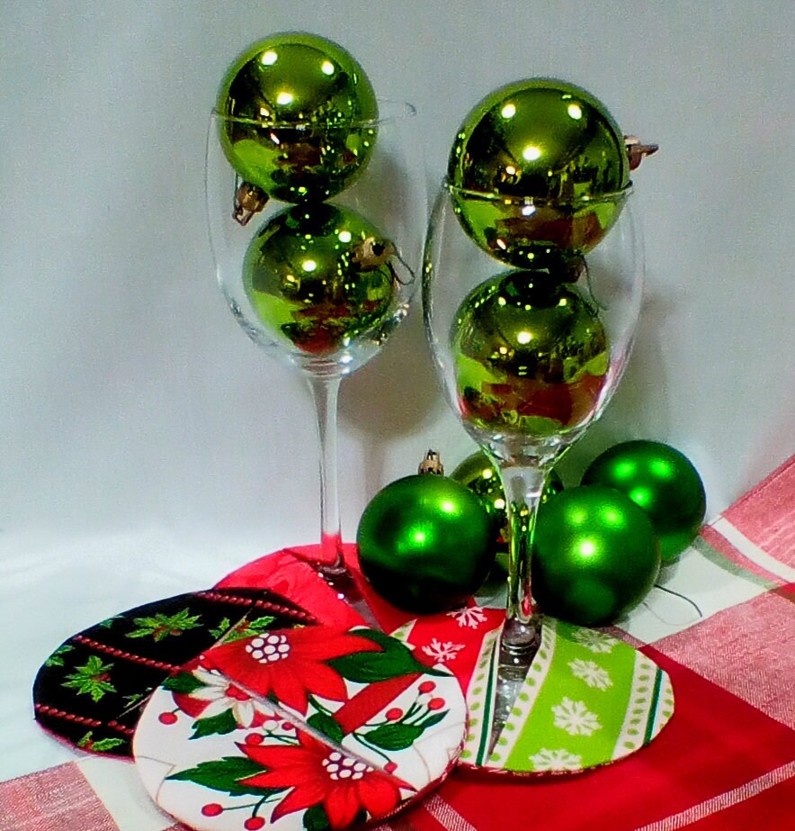 Wine Glass Slipon Coasters Handmade holiday coasters Etsy