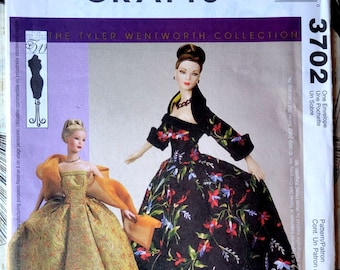 Sewing Pattern | McCall's 3702 | Evening Gown Ensemble for Doll | Unused, original print, sewing pattern