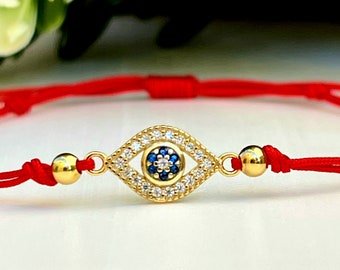 Red String Protection Bracelet/ Evil Eye Charm Protection Bracelet/ CZ Stones/ Good Luck symbol/ Success/ Improves Health/ Adjustable Size/