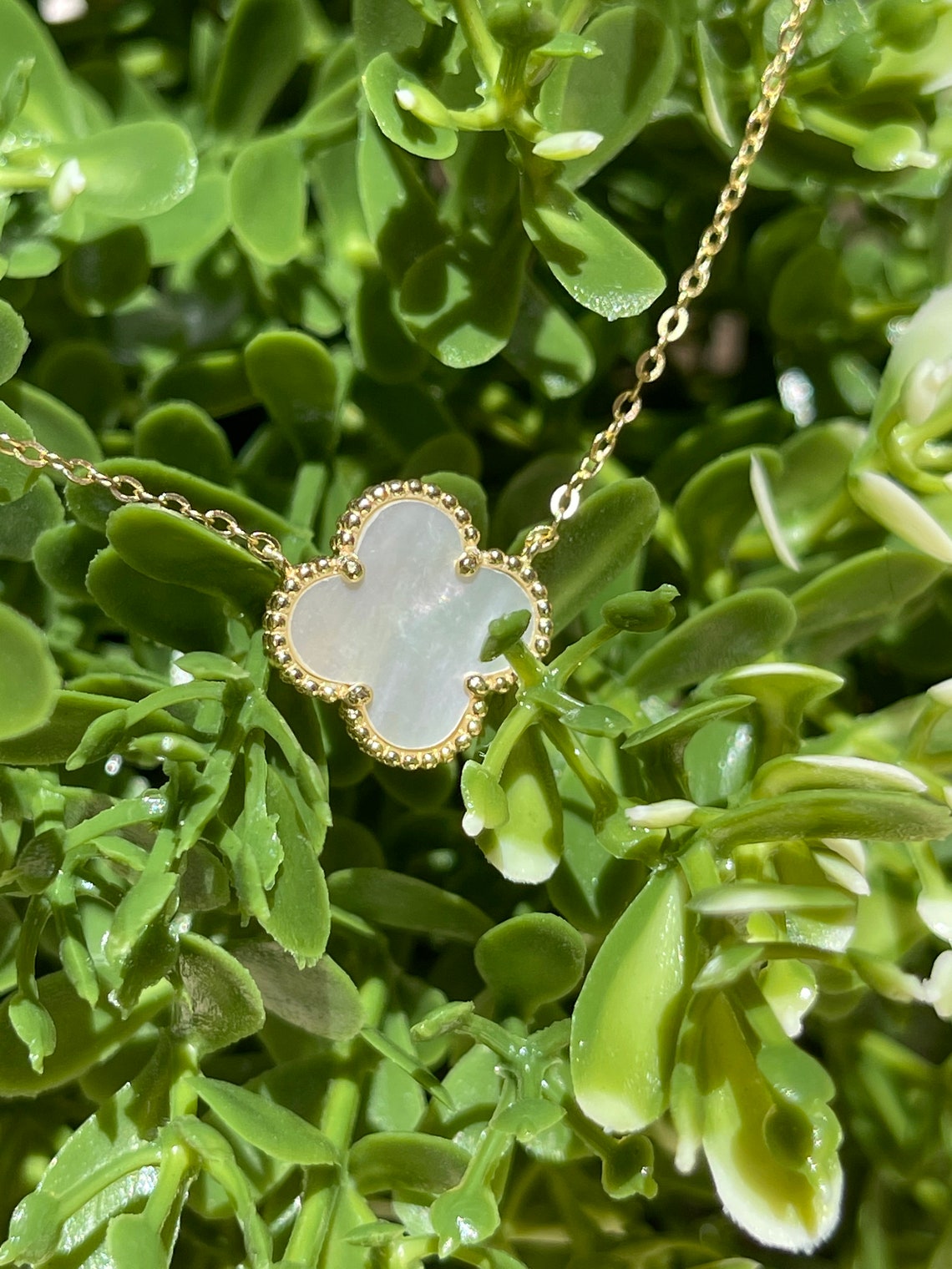 Single Mother of Pearl Clover Necklace in Sterling Silver/ Etsy