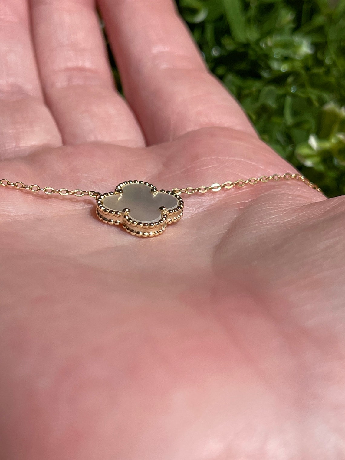 Single Mother of Pearl Clover Necklace in Sterling Silver/ | Etsy