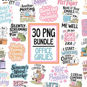 Office Girlies png-bundel, trendy png-bundel, sarcastische kantoor png-bundel, snarky volwassen humor png, houding kantoorploeg png, werkhumor png
