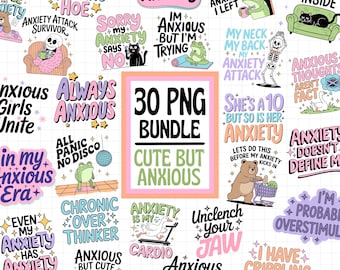 Süßes aber besorgtes PNG-Bundle, trendiges PNG-Bundle, lustiges Girly Mental Png, lustiges Tier PNG-Bundle, sarkastisches überwältigtes besorgtes Png