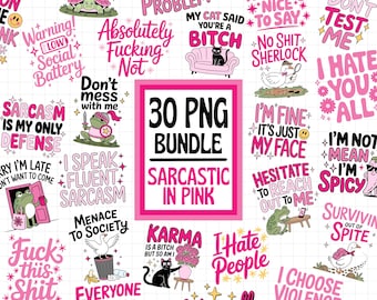 Sarcastic In Pink PNG Bundle, Trendy PNG Bundle, Sarcastic Animal Png, Snarky Bundle PNG, Attitude Goose Frog Cat Sarcasm Adult Humor Png