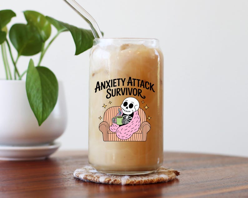Anxiety Attack PNG, Cozy Skeleton Anxiety Png, Mental Health Humor ...