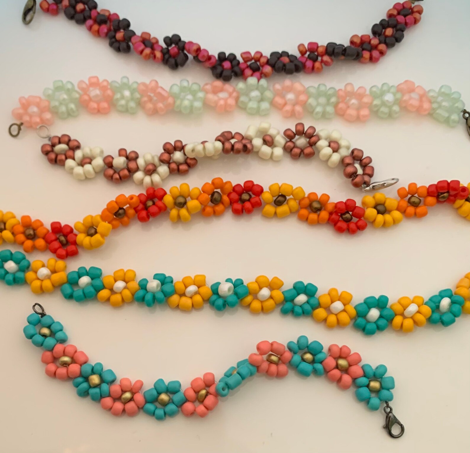 Flower Bracelet/ankletbead Flower Braceletflower Etsy