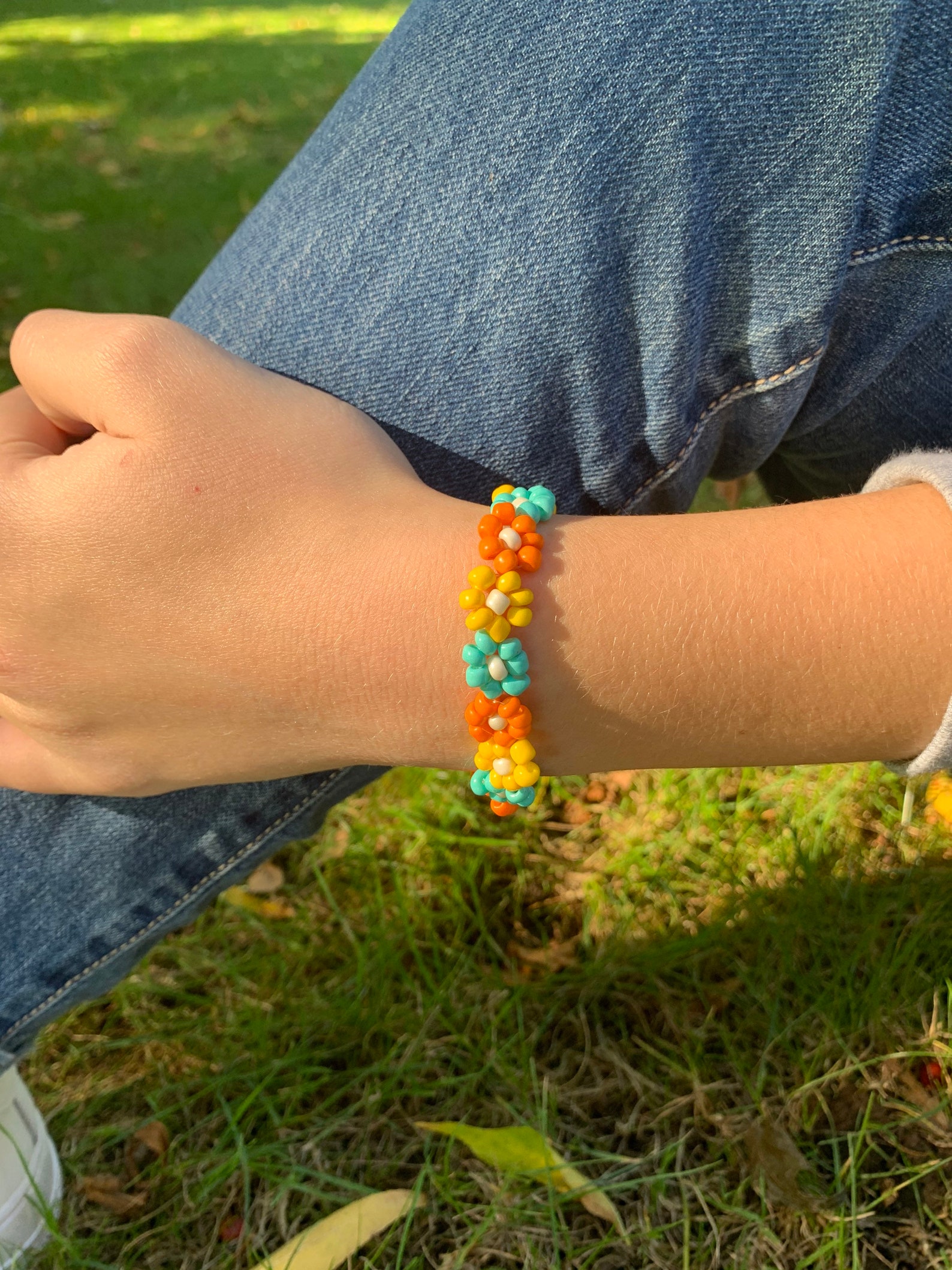 Flower bracelet/ankletbead flower braceletflower Etsy