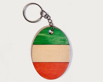 Ireland flag hand-colored key chain fob or handbag charm, original handmade laser cut and engraved