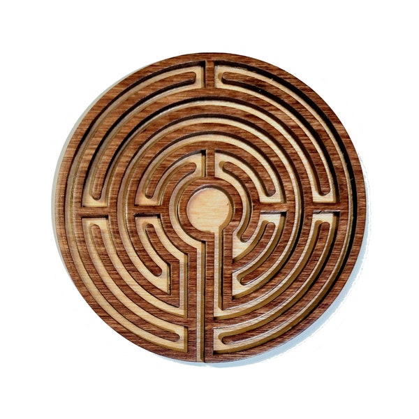 Labyrinth maze wooden coaster, waterproof laser-cut original design. Combine orders & build your own custom set of 6 to get a free case.