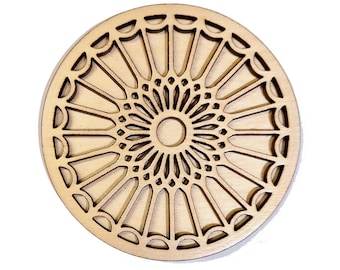 Gothic waterproof wooden coaster, original, cathedral rose window inspired. Combine orders & build your own custom set of 6 for a free case.