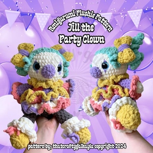 Crochet Clown Pattern, Amigurumi Clown Pattern, Crochet Clown Pattern, Jill The Party Clown, Clown Doll Pattern, Amigurumi Pattern, Clown