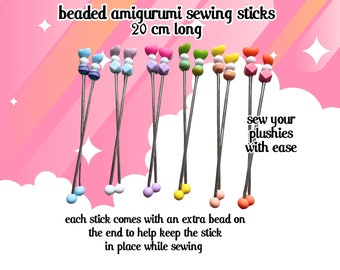 Amigurumi Sewing Sticks, Ami Stitch Sticks, Amigurumi Sticks, Crochet Sticks, Crochet Sewing Sticks, Beaded Sewing Sticks, Beaded Stick