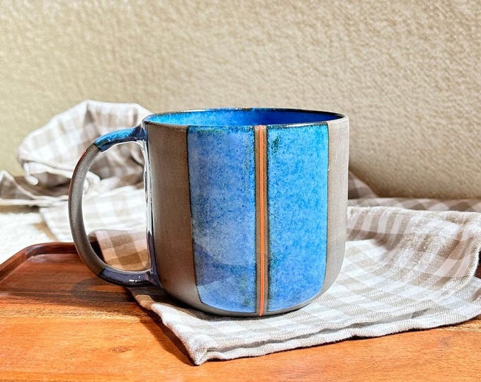 Handmade Stoneware Coffee Mug: Large Wheel Thrown Ceramic Cup (23oz)