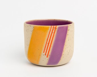 Purple Artisan Pottery Mug Multicolor Drinkware Housewarming Gift Modern Cup Stoneware Tumbler New job gift, Handmade Clay Mug