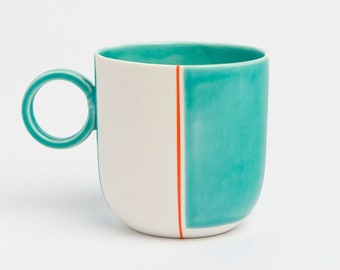 Taza de té de porcelana moderna: cerámica artesanal pintada a mano, 325 ml