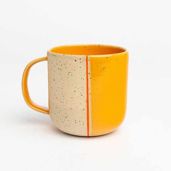 Modern Handmade Ceramic Mug Yellow Pottery Cup Coffee lover Gift Dishwasher Safe Stoneware Drinkware Housewarming Gift New Job Gift