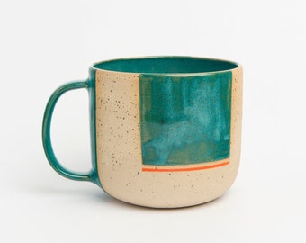 26oz Extra Large Green Stoneware Mug Tea Cup