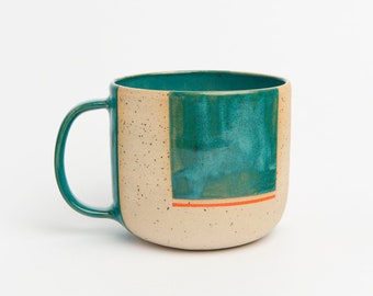 24oz Extra Large Green Stoneware Mug Tea Cup