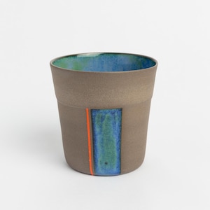 Stoneware Handmade Modern Pottery Ceramic Cup Blue Artisan Drinkware Unique Handmade Coffee Tea Cup with Contemporary Design Perfect Gift
