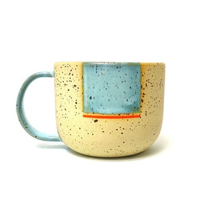 Blue Pottery CupArtisan Blue Stoneware Mug Coffee Lovers Gift Pottery Tea Cup New job Gift Birthday Gift, Multicolor mug