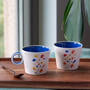 Espresso Cup with or without Handle and optional saucer Handmade cozy Coffee Cup handpainted art mug gift espresso lover husband wife gift