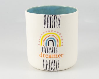 Tazza in ceramica fatta a mano: tazza da caffè Modern Art Rainbow Dreamer