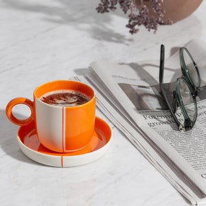 Handmade Porcelain Espresso Cup with optional saucer Set Hand Painted Ceramic Coffee Cup Unique Coffee Mug Anniversary Gift Modern Pottery