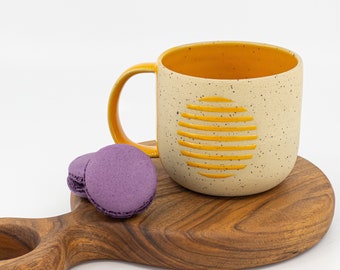 Handmade Yellow Stoneware Mug: Modern Ceramic Tea Cup, 12oz