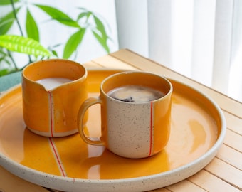 Mug best-seller esthétique tasse jaune cadeau grès tasse à café pour maman papa frère soeur père petit ami petite amie tasse en poterie peinte à la main