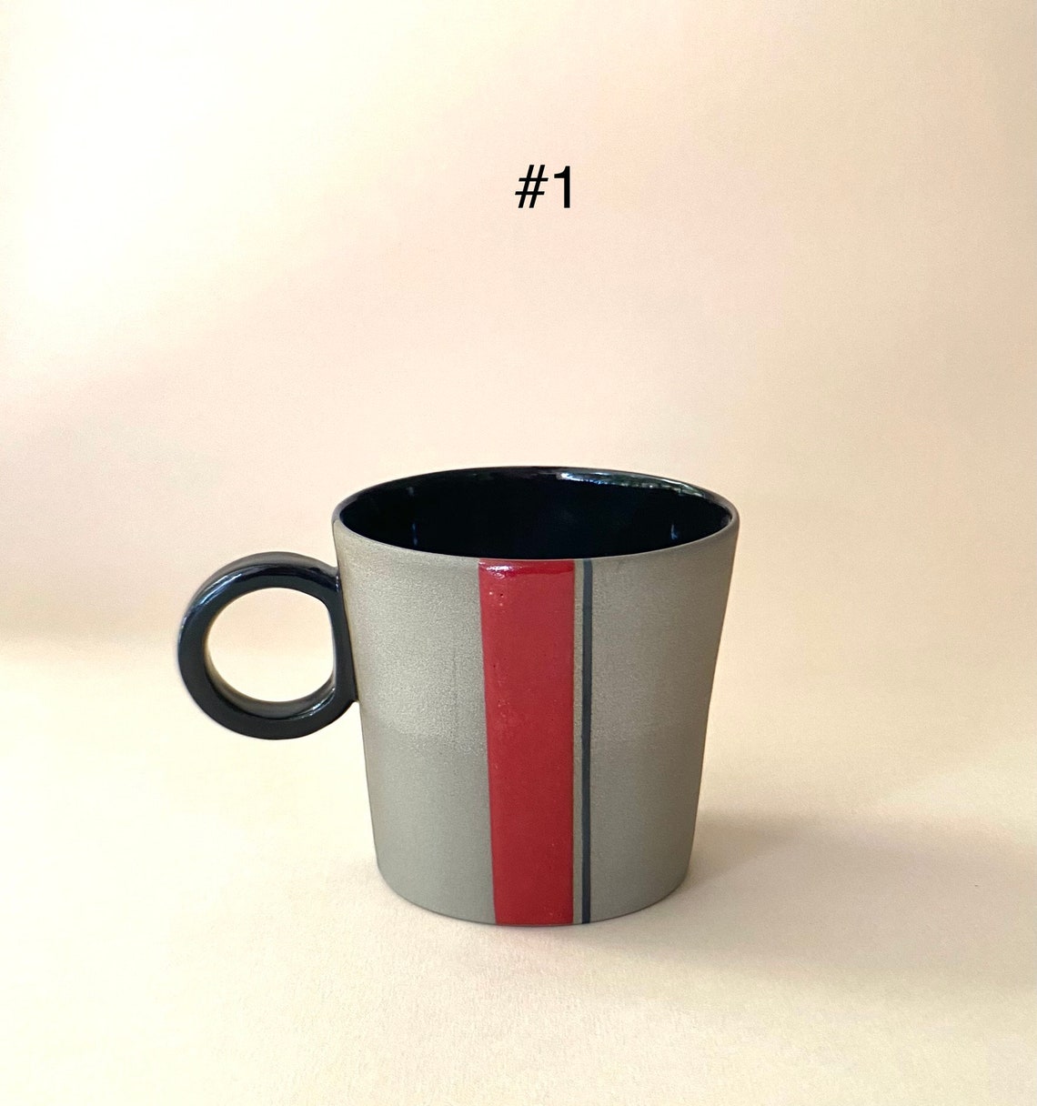 Red Handmade Stoneware Mug Set Red Contemporary Pottery Mug Etsy