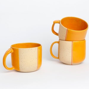 Honeycomb Yellow Custom Order 15oz or 11oz Large Handmade Ceramic Mug image 3