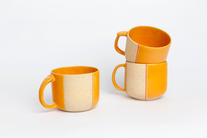 Honeycomb Yellow Custom Order 15oz or 11oz Large Handmade Ceramic Mug image 3