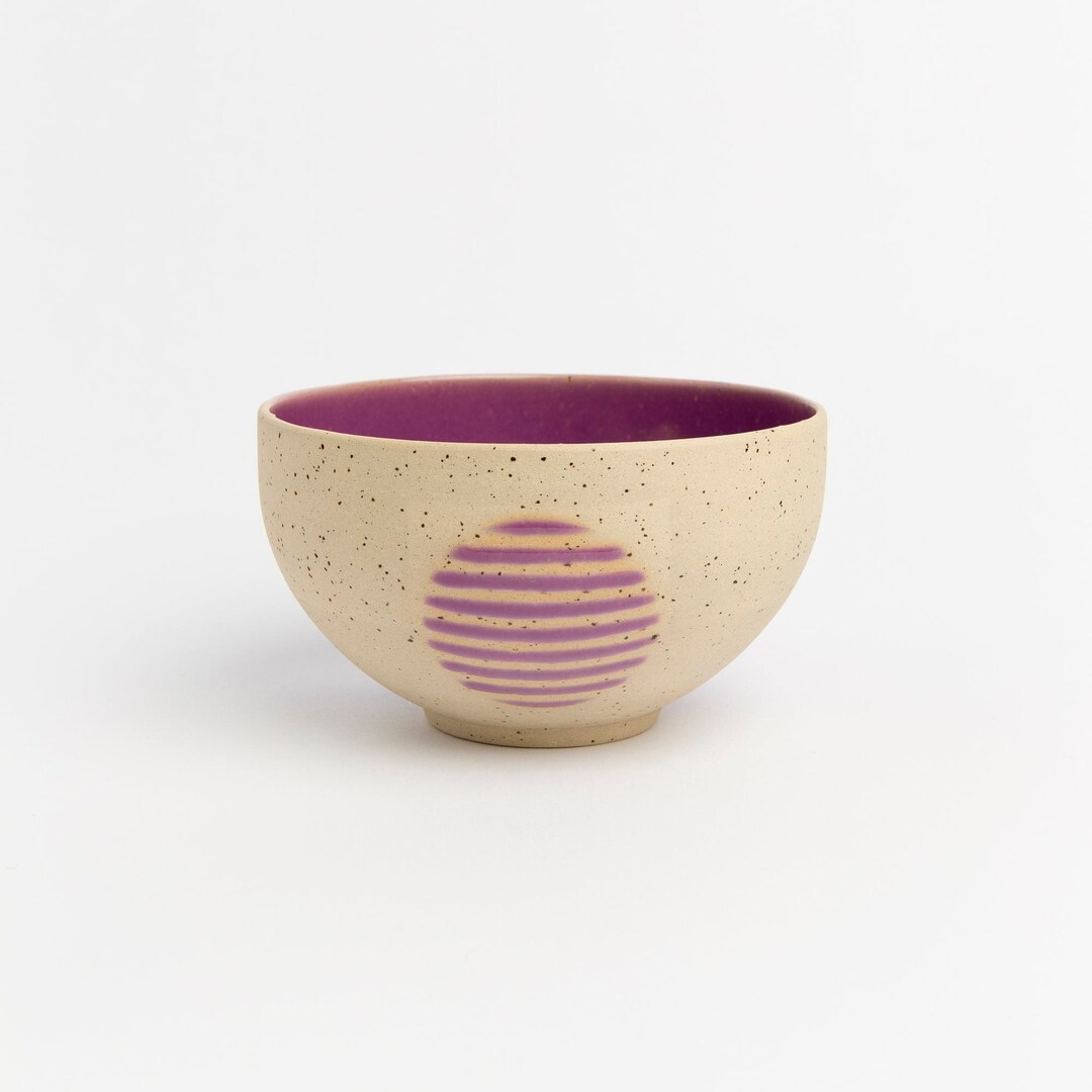 Handmade Purple Stoneware Bowl: Wheel Thrown Ceramic Art - Etsy