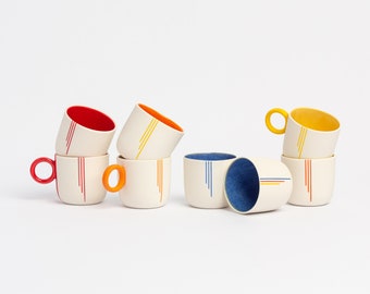 Tasse à expresso au design minimaliste avec anse, jolie tasse à café en porcelaine