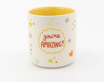 Handmade Motivational Mug Cute Ceramic Coffee Cup with Inspirational Saying Unique Gift for Coffee Lovers Uplifting Handmade Drinkware
