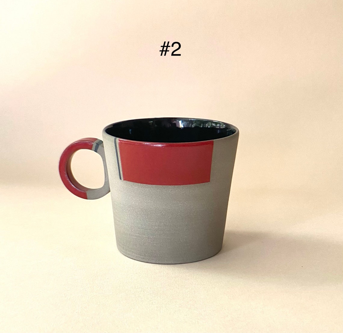 Red Handmade Stoneware Mug Set Red Contemporary Pottery Mug Etsy