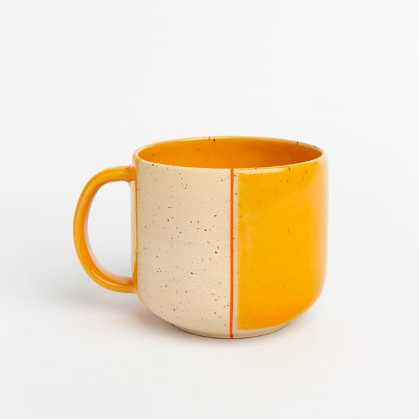 17 oz Large Handmade Ceramic Mug Yellow Pottery Cup Coffee lover Gift Dishwasher Safe Stoneware Drinkware Housewarming Gift