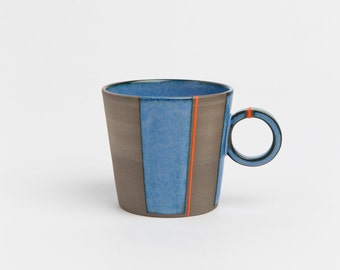 Modern Stoneware Ceramic Mug Blue Pottery Cup Gift for coffee lovers