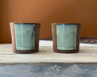 Stoneware Espresso Cup Set of 2 Turquoise Pottery Coffee Cup Set Gift for Coffee Lovers