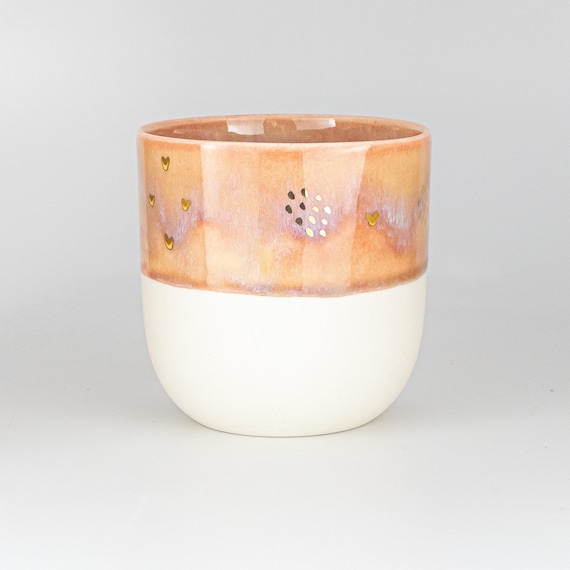 Hand Painted Porcelain Mug: Gold Luster Minimalist Design