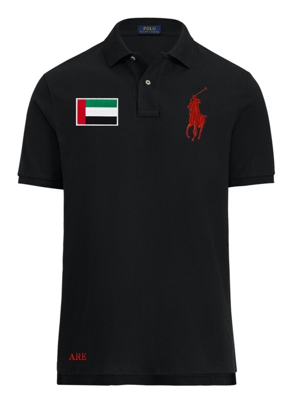 TSUMAN888 RL Country Flags Laking ADUAS Series Ft. Ralph Lauren Classic Fit Black Polo Shirt United Arab Emirates Etsy UK
