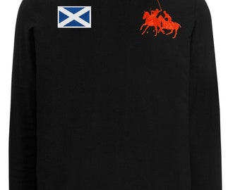TSUMAN888 - RL Country Flags - Laking Aduas Series Ft. Ralph Lauren Classic Fit Polo Black Hooded Shirt | SCOTLAND