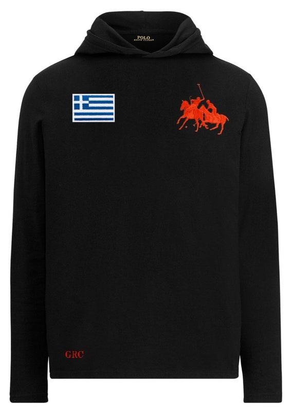 Buy TSUMAN888 RL Country Flags Laking ADUAS Series Ft. Ralph Lauren Classic Fit Polo Black Hooded Shirt GREECE Online in India Etsy