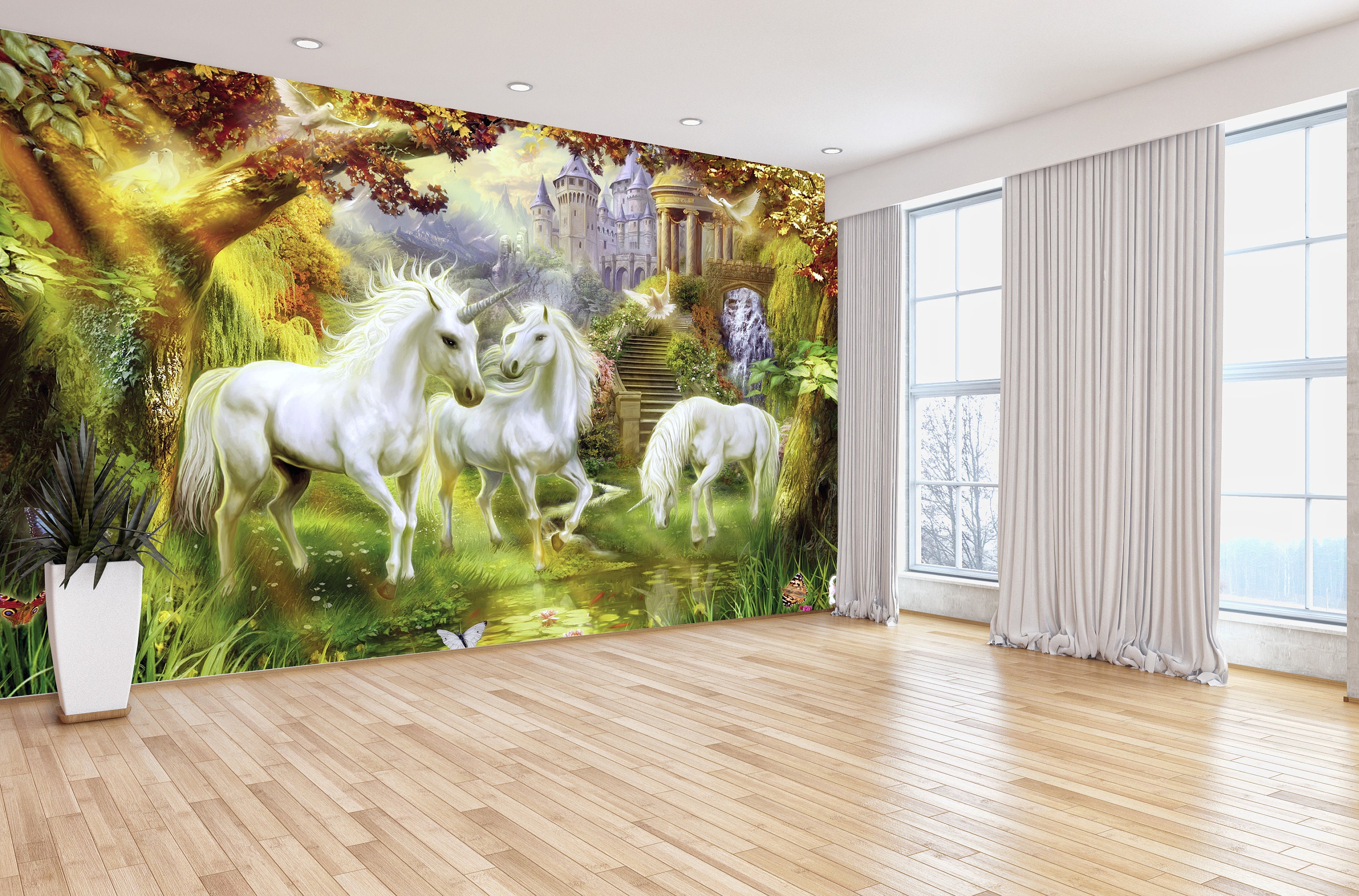 FANTASY UNICORN Mural Wall Print Wallpaper Etsy