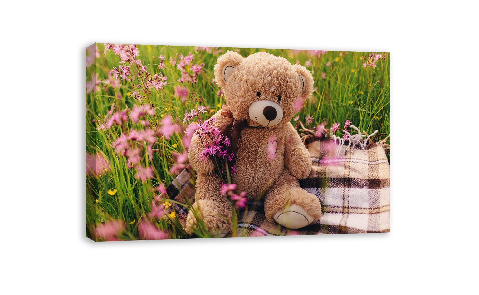 Details about   Cute Teddy Bear on Framed Canvas Wall Art Picture Décor Print 