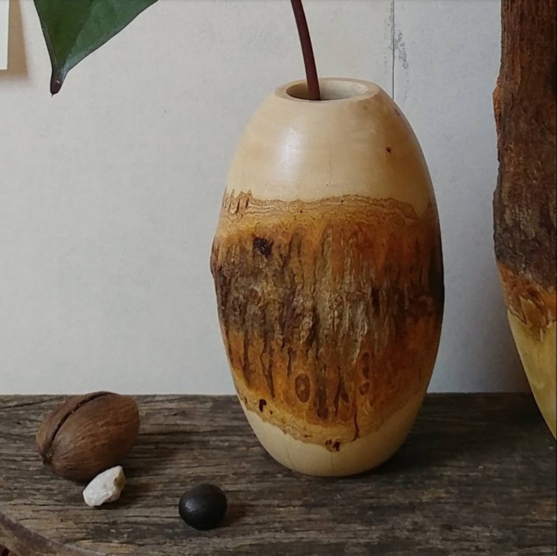 Handcrafted mango wood vase / natural wood vase / wooden vase Etsy